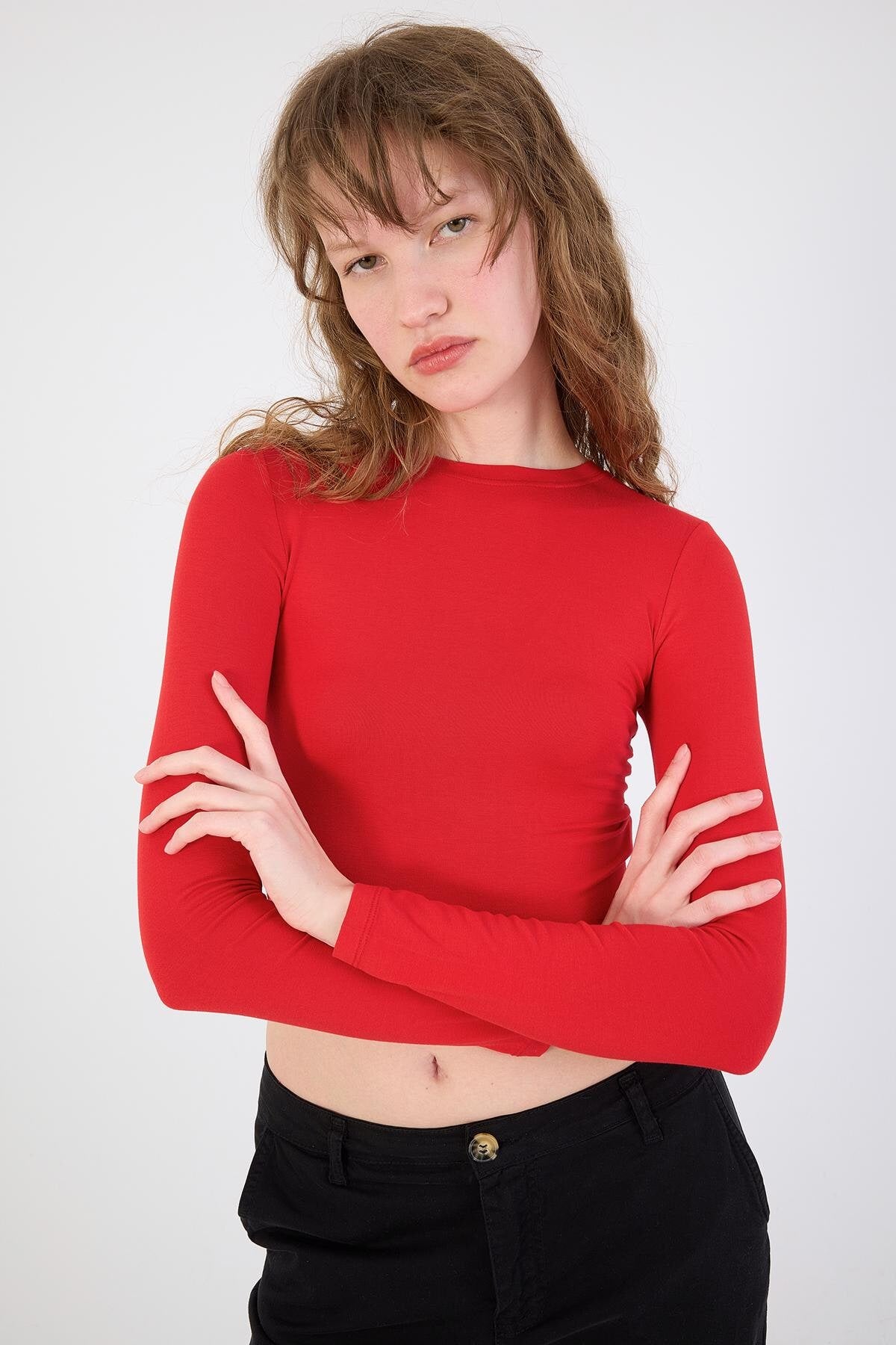 Red_Round-Neck-Basic-Blouse-addax