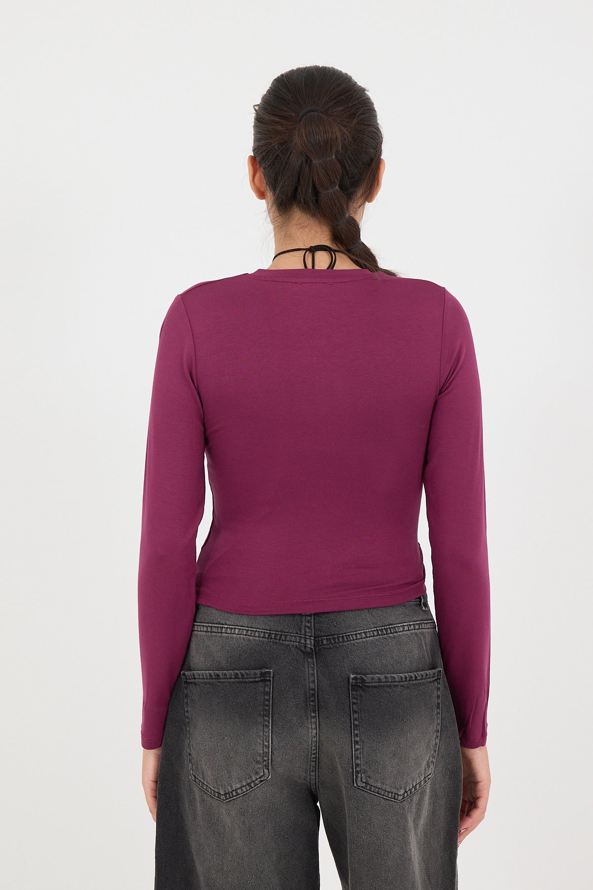 Wine_Round-Neck-Basic-Blouse-addax