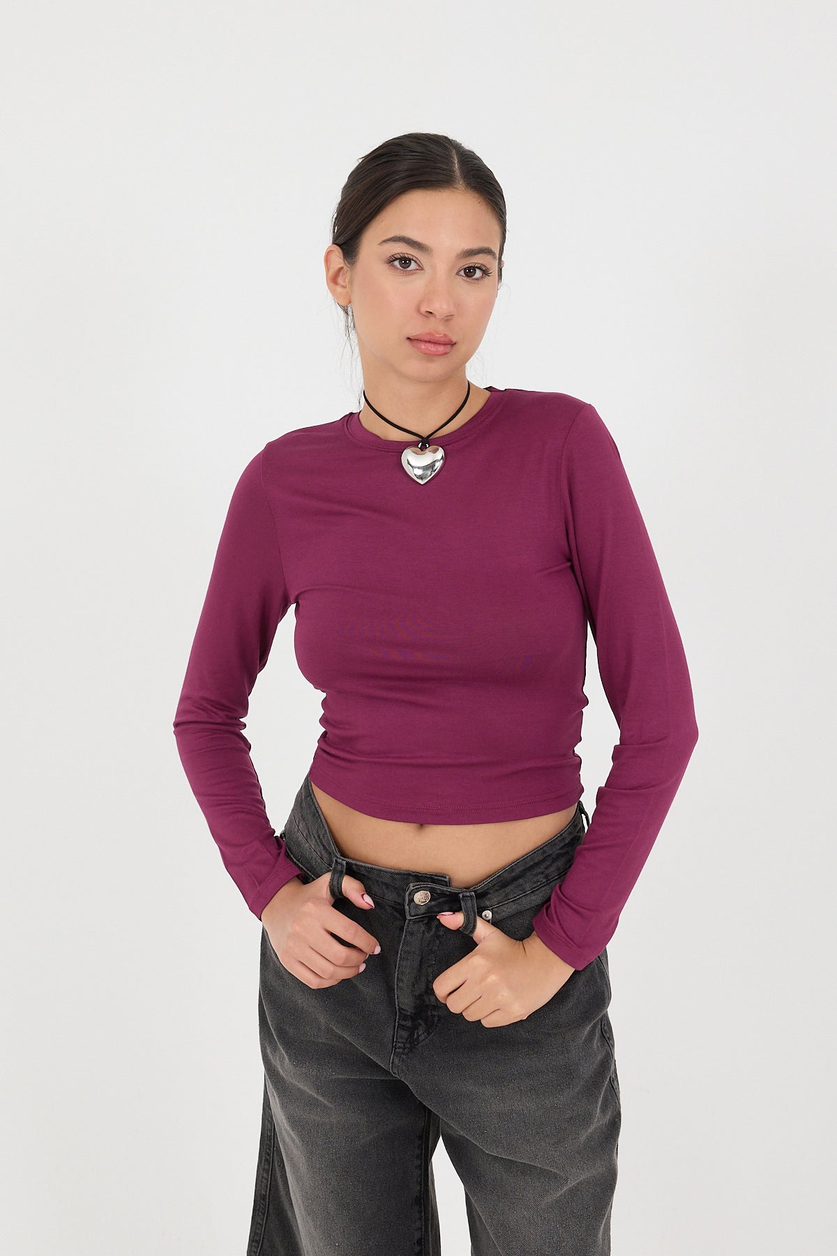 Wine_Round-Neck-Basic-Blouse-addax