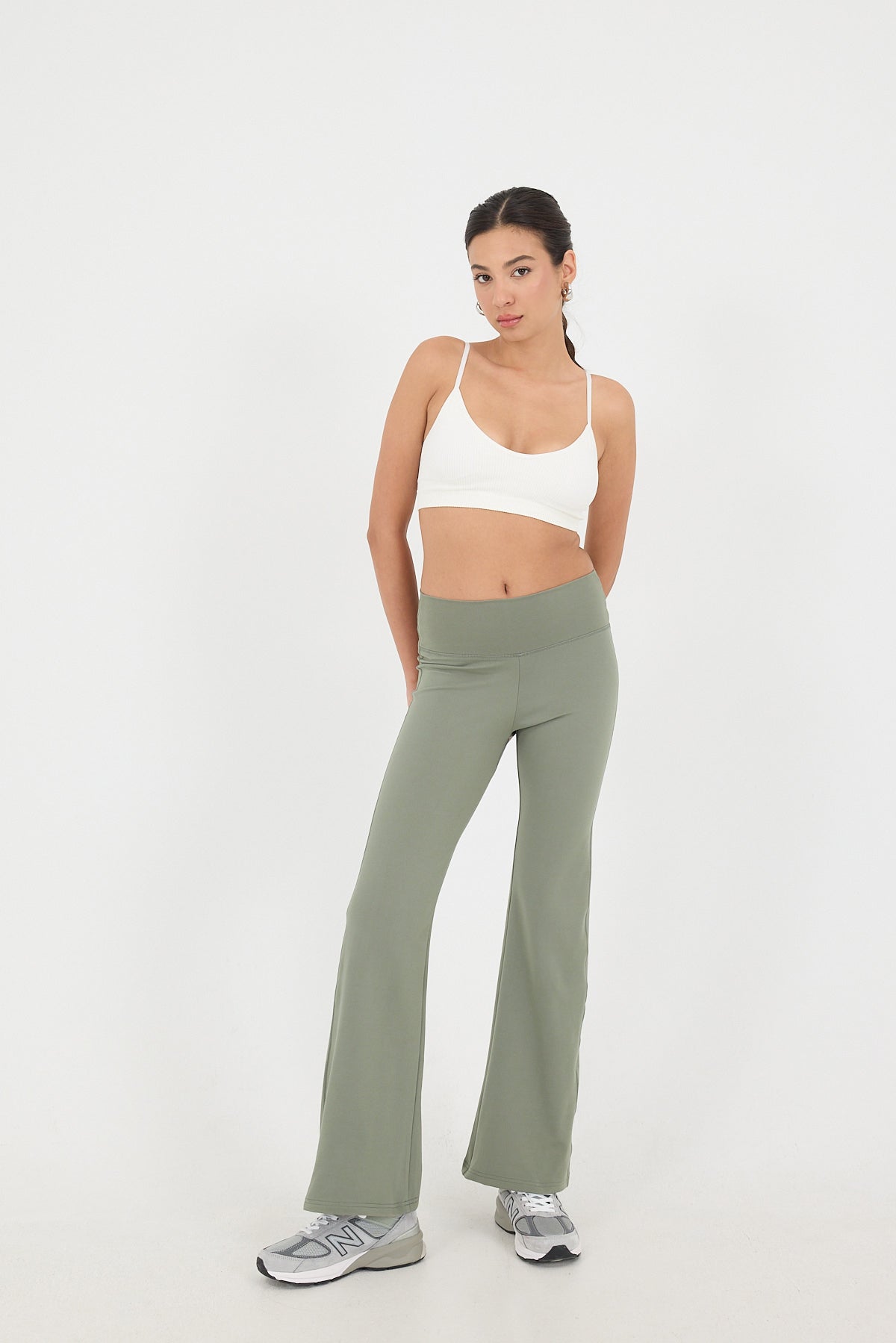 Oil-Green_High-Waist-Flare-Leg-Leggings-addax