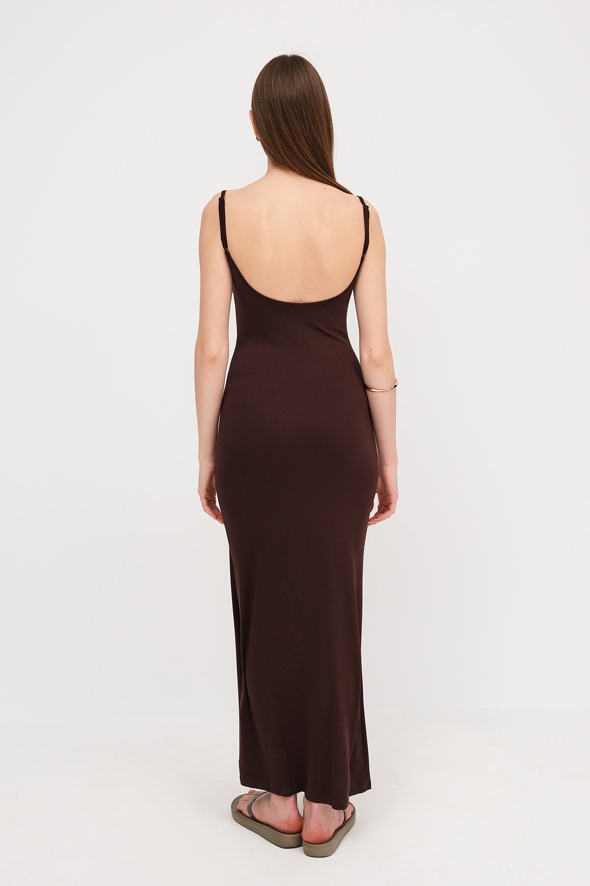 Soft-Brown_Long-Dress-With-Straps-addax