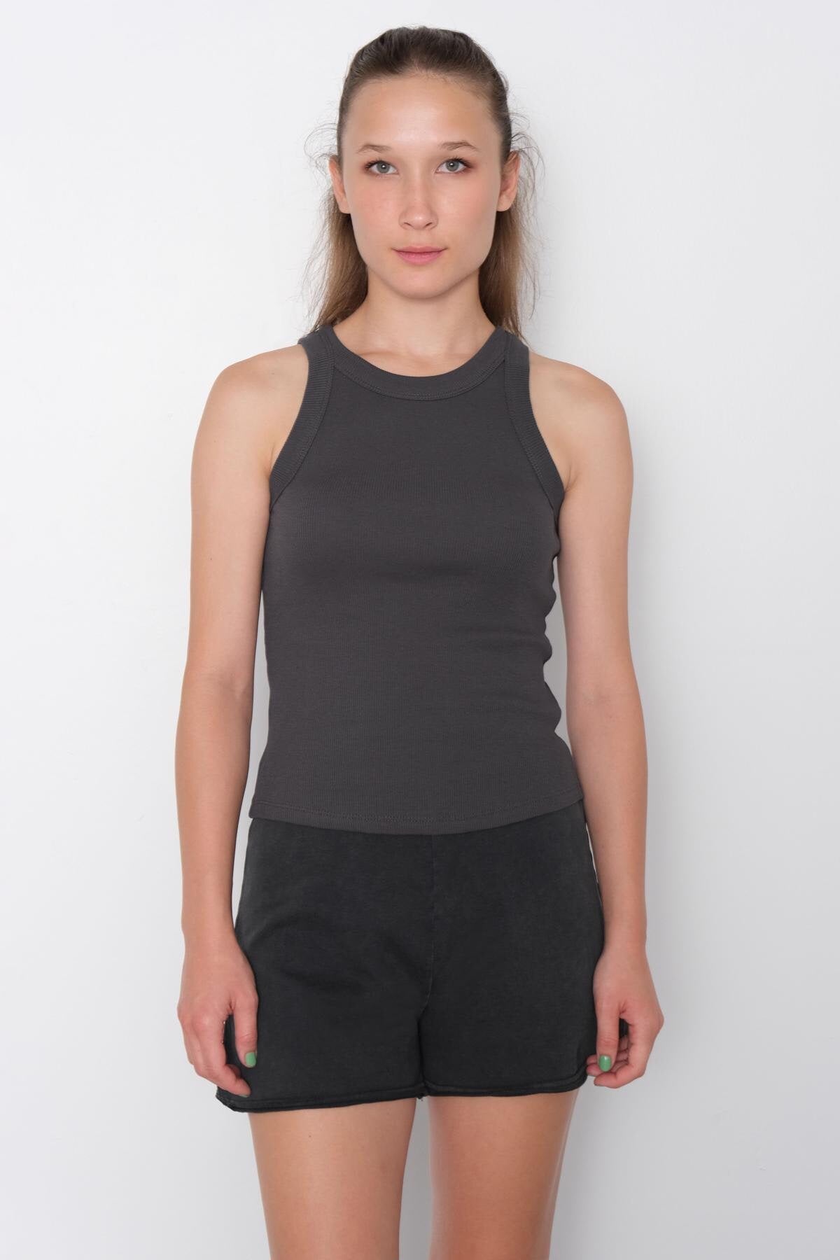 Charcoal_Halter-Neck-Top-With-Ribbed-addax