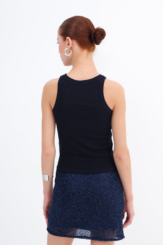 Dark-Night-Blue_Halter-Neck-Top-With-Ribbed-addax
