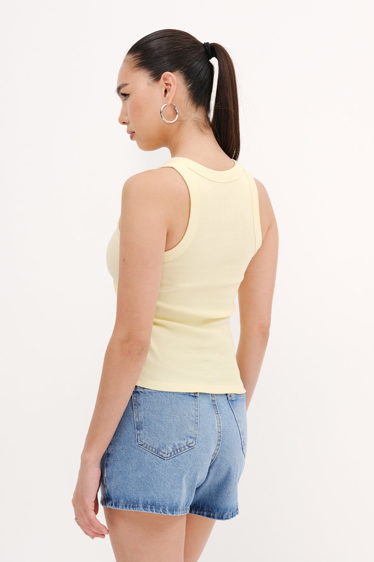 Light-Yellow_Halter-Neck-Top-With-Ribbed-addax