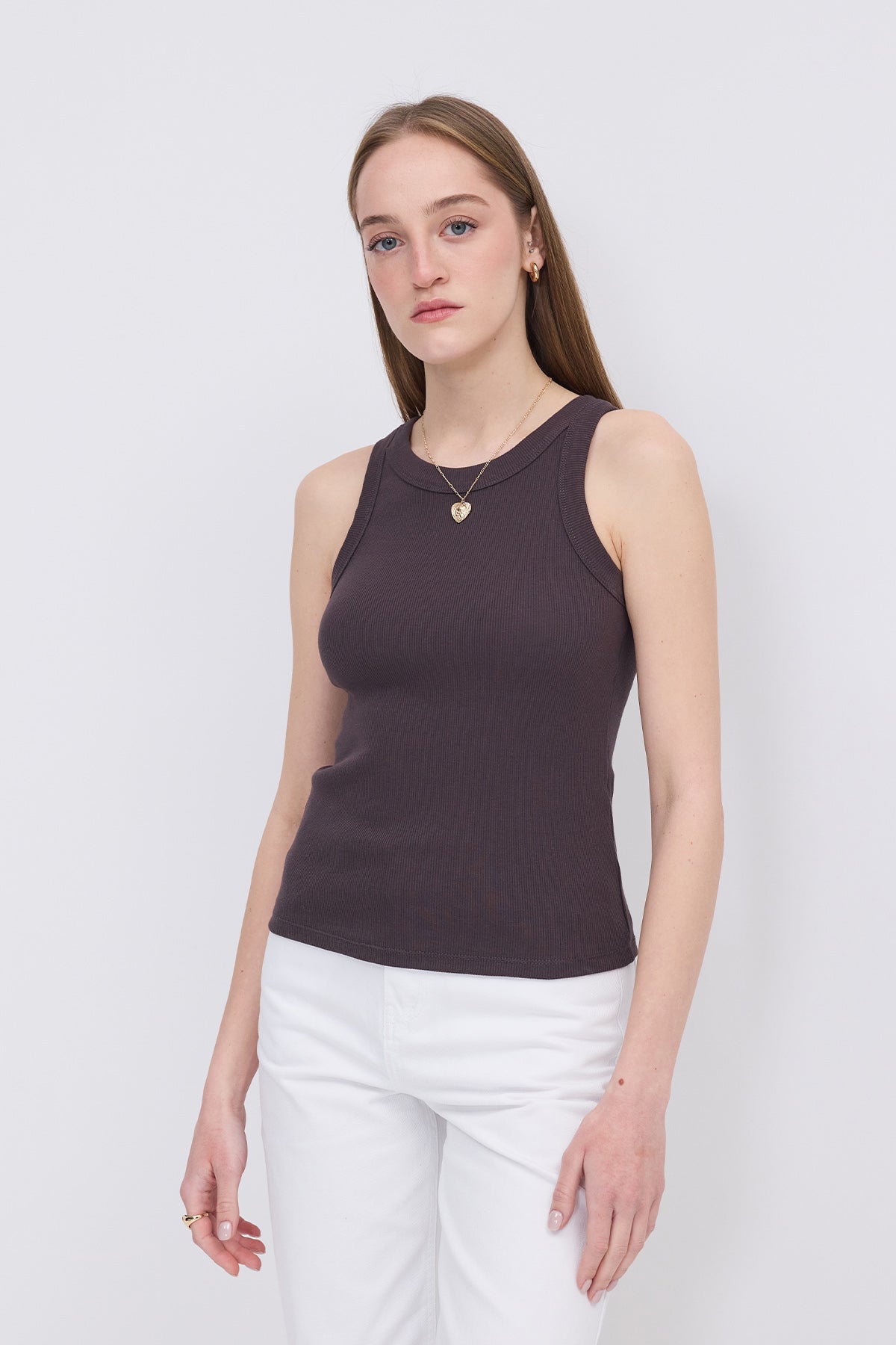 Soft-Brown_Halter-Neck-Top-With-Ribbed-addax