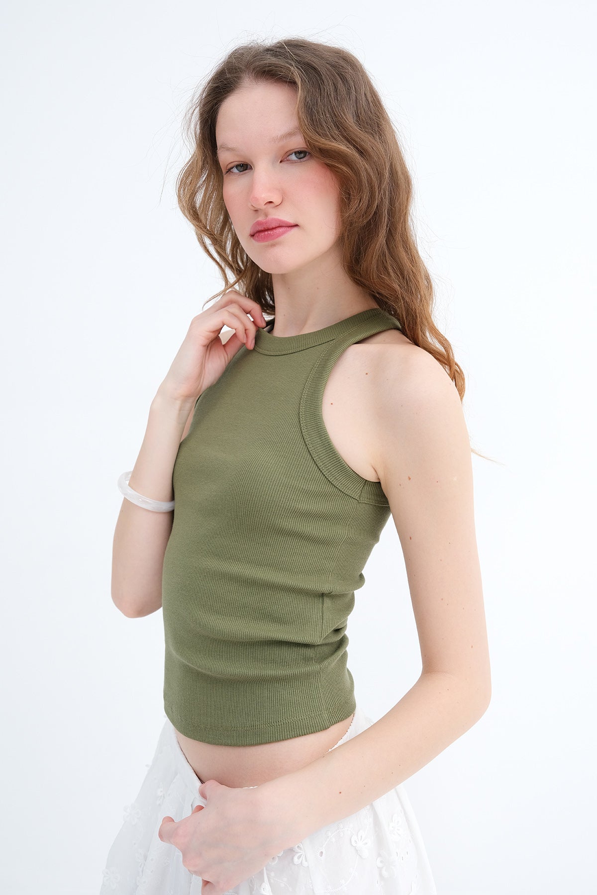 Matcha_Halter-Neck-Top-With-Ribbed-addax