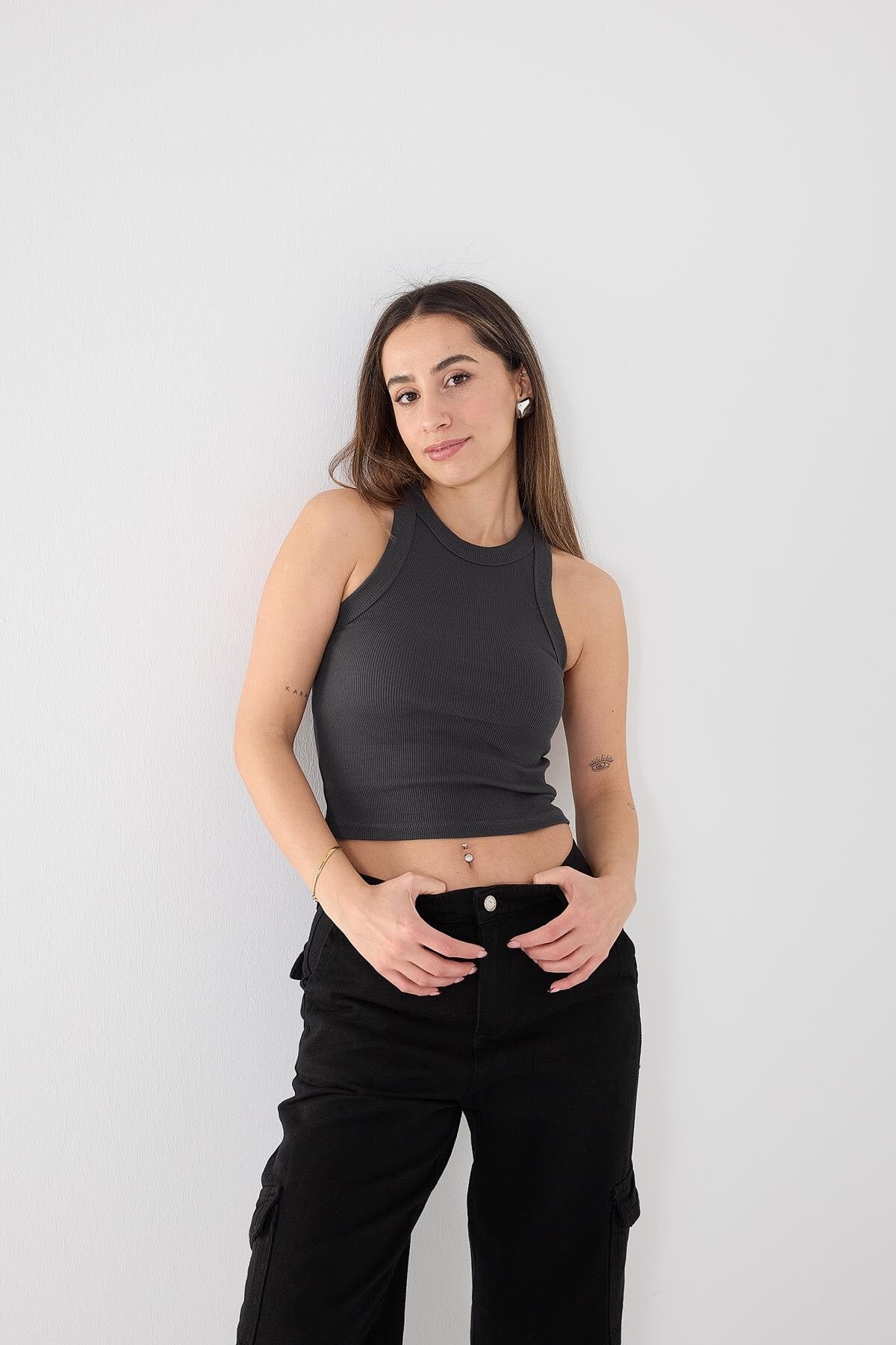 Charcoal_Halter-Neck-Blouse-addax