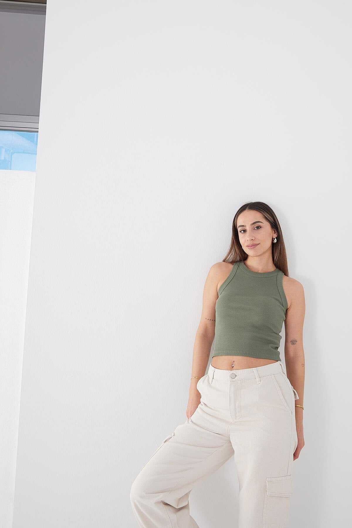 Oil-Green_Halter-Neck-Blouse-addax