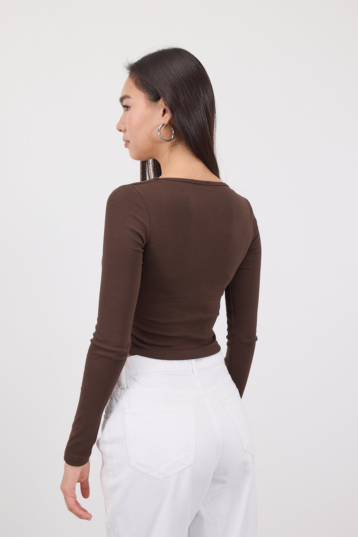 Brown_Square-Neck-Basic-Blouse-With-Long-Sleeve-addax