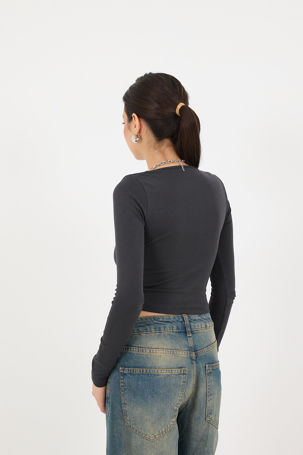 Charcoal_Square-Neck-Basic-Blouse-With-Long-Sleeve-addax