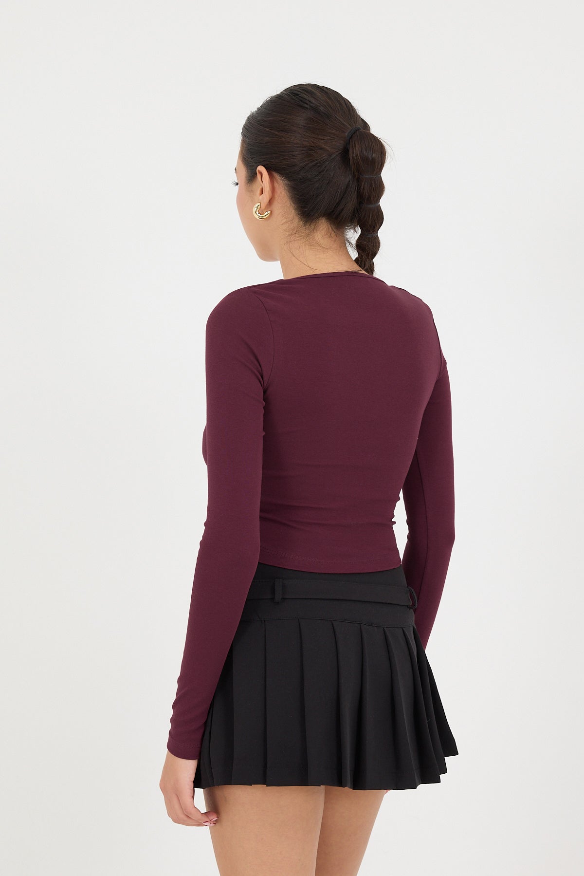 Burgundy_Square-Neck-Basic-Blouse-With-Long-Sleeve-addax