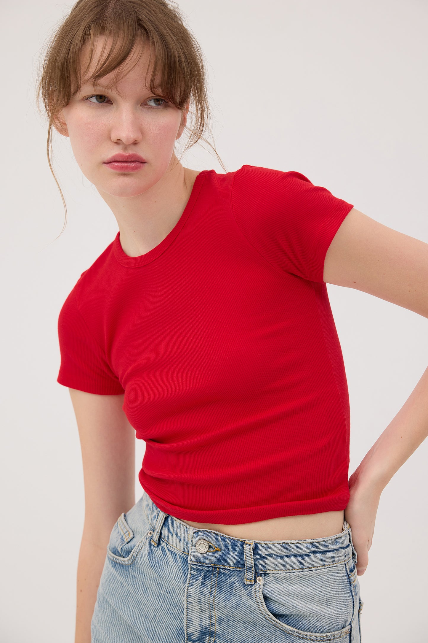 Red_Round-Neck-Basic-T-shirt-addax