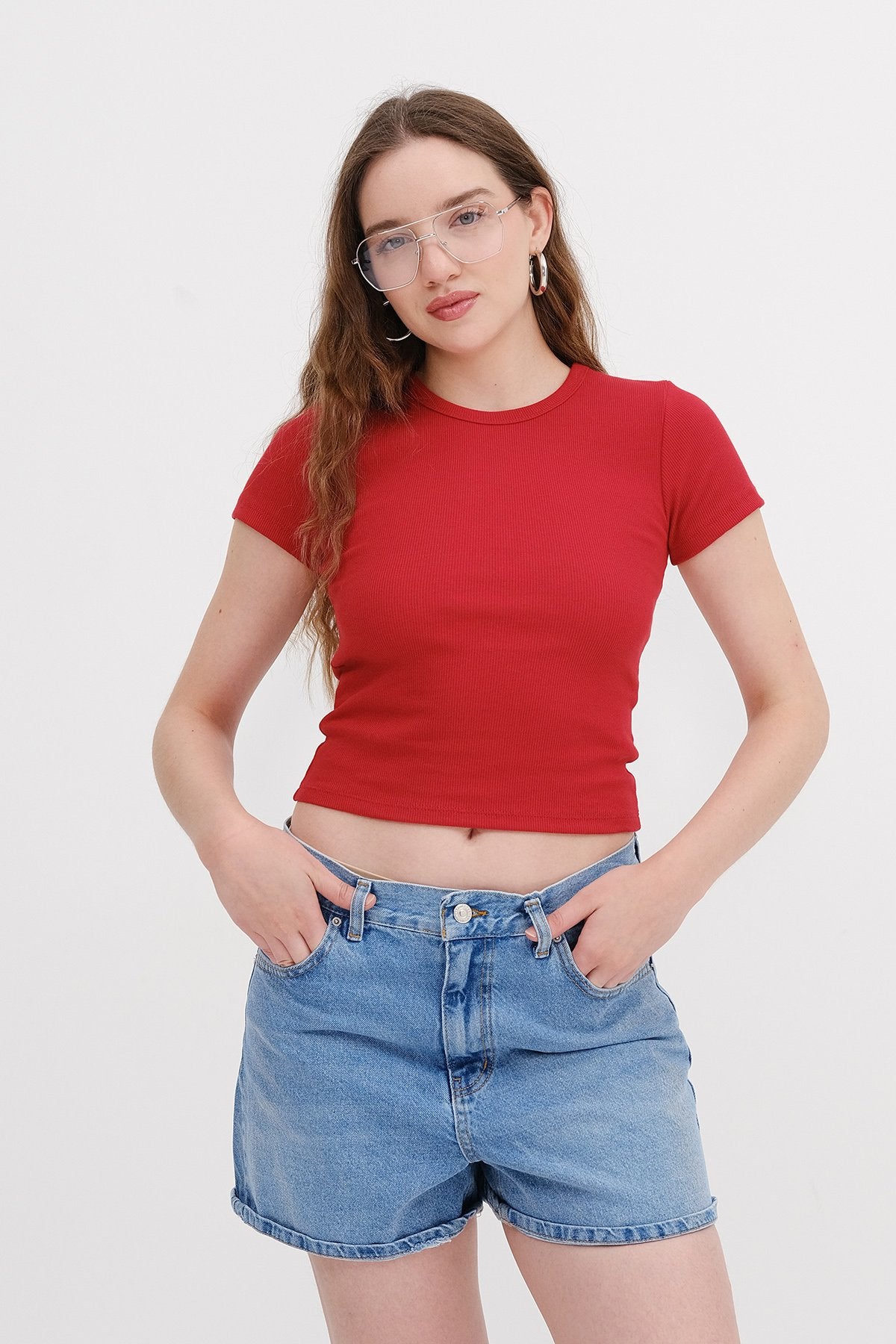 Bright-Red_Round-Neck-Basic-T-shirt-addax