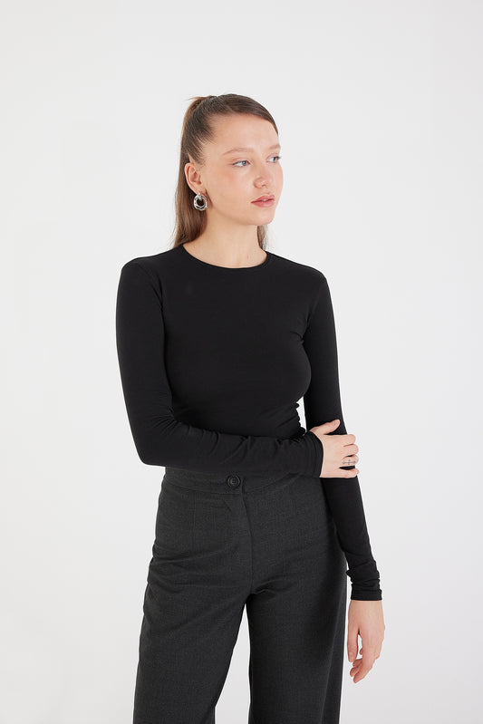 Black_Round-Neck-Basic-Blouse-addax