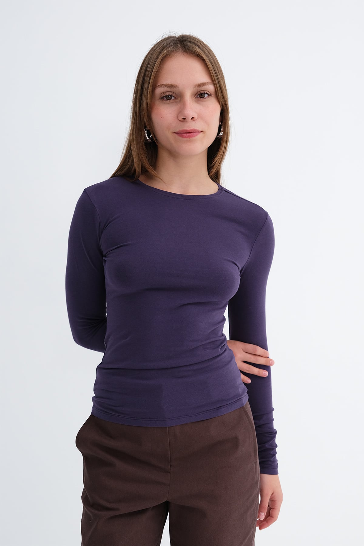 Purple_Round-Neck-Basic-Blouse-addax