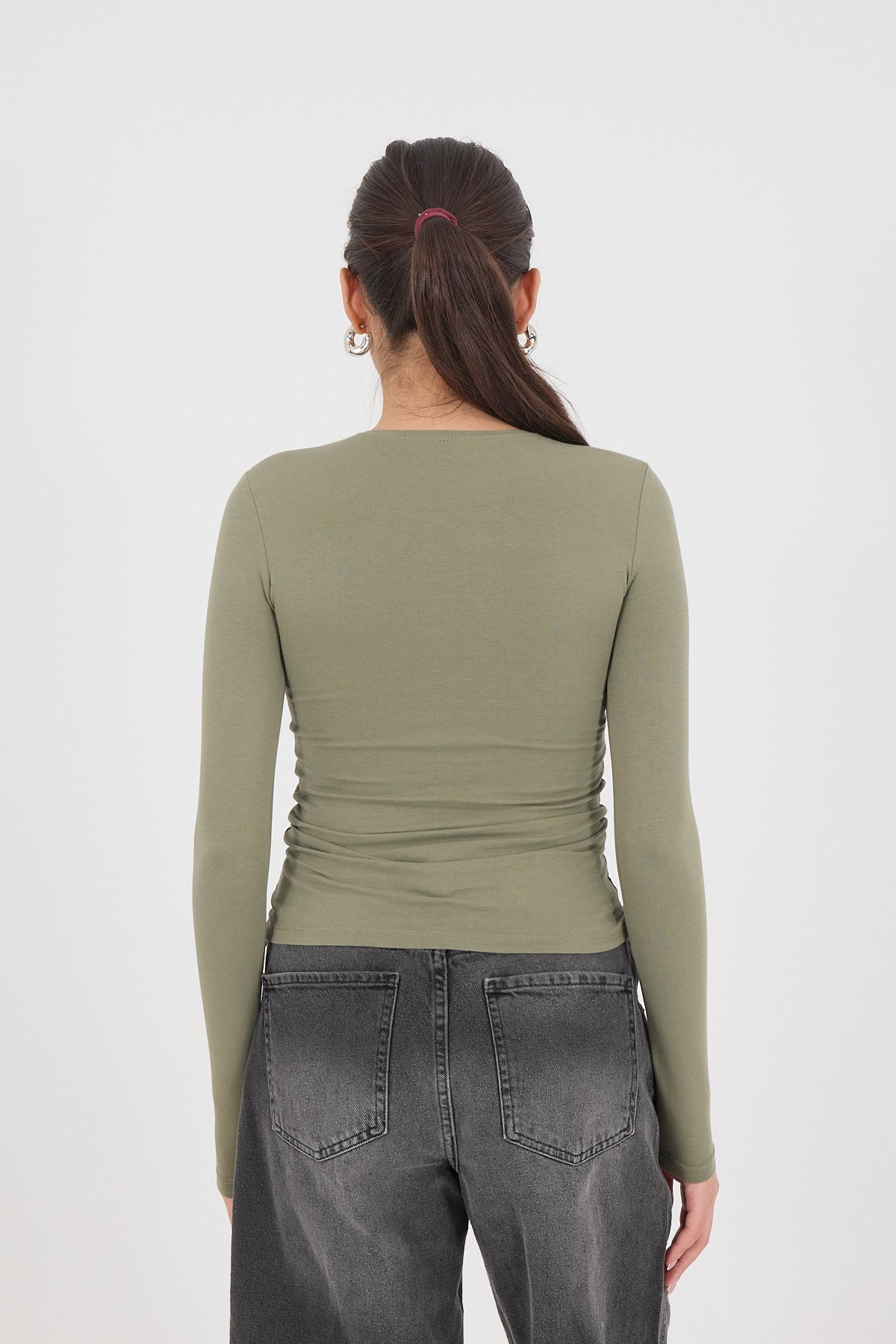 Oil-Green_Round-Neck-Basic-Blouse-addax