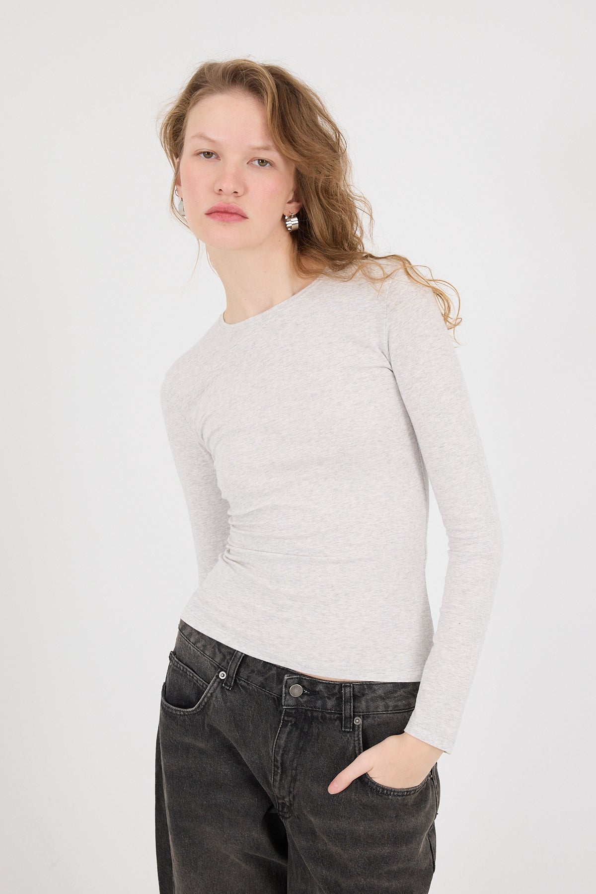 Snow-Melange_Round-Neck-Basic-Blouse-addax