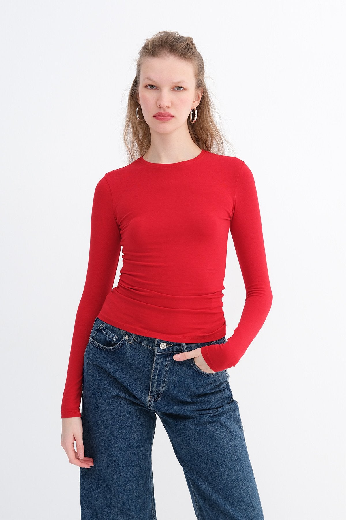 Bright-Red_Round-Neck-Basic-Blouse-addax