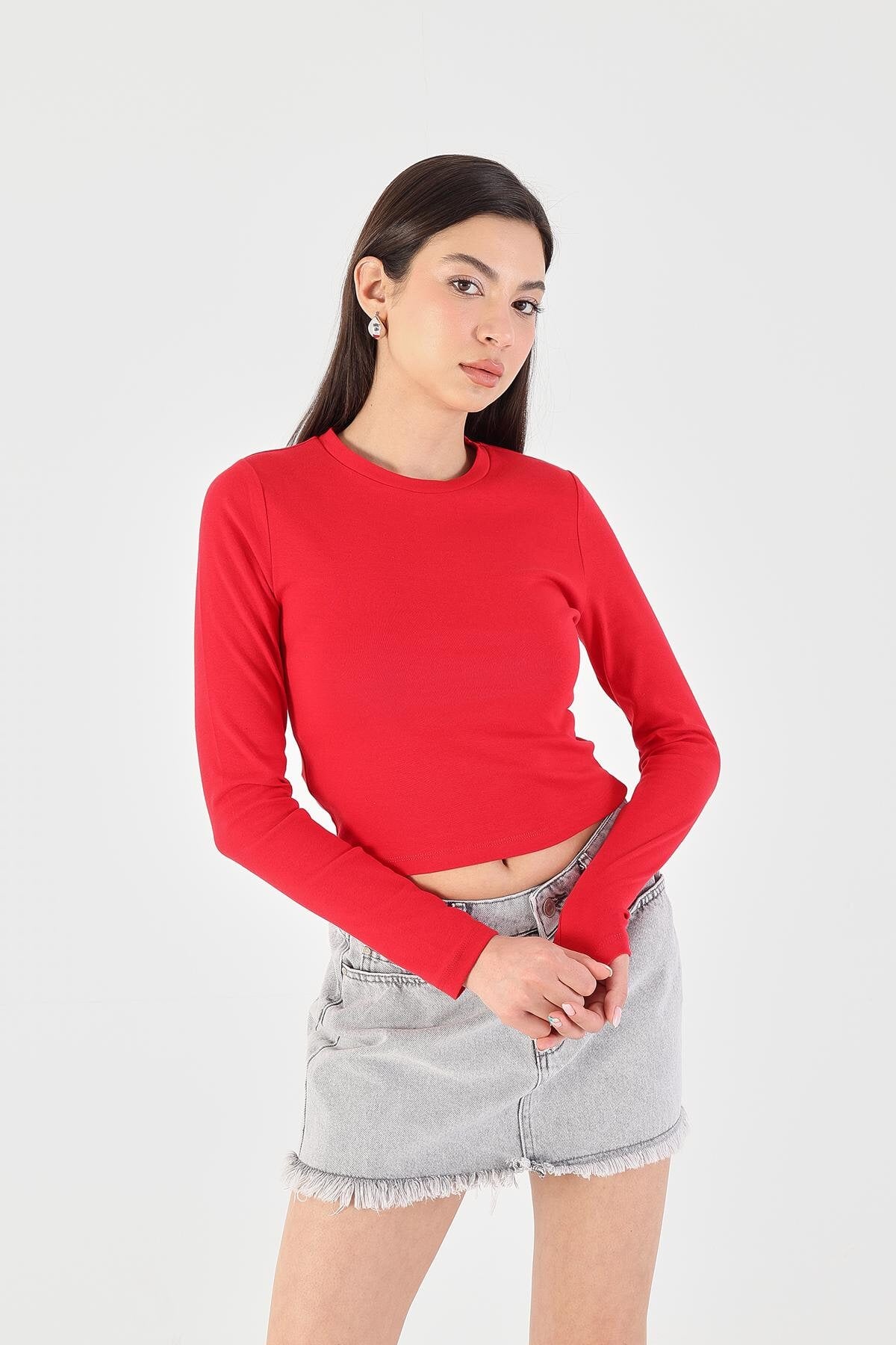 Red_Round-Neck-Basic-Crop-Blouse-addax