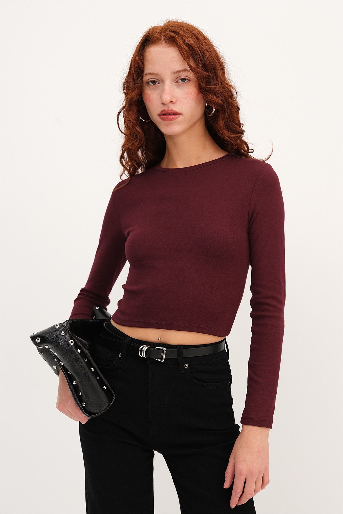 Dark-Maroon_Round-Neck-Basic-Crop-Blouse-addax