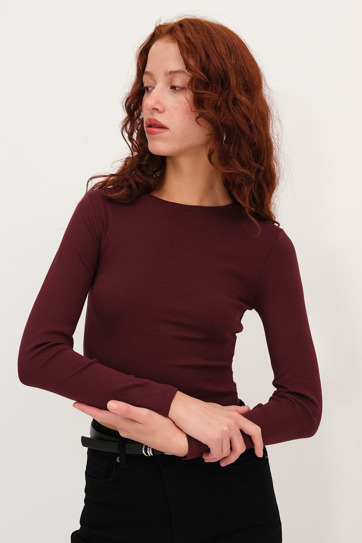 Dark-Maroon_Round-Neck-Basic-Crop-Blouse-addax