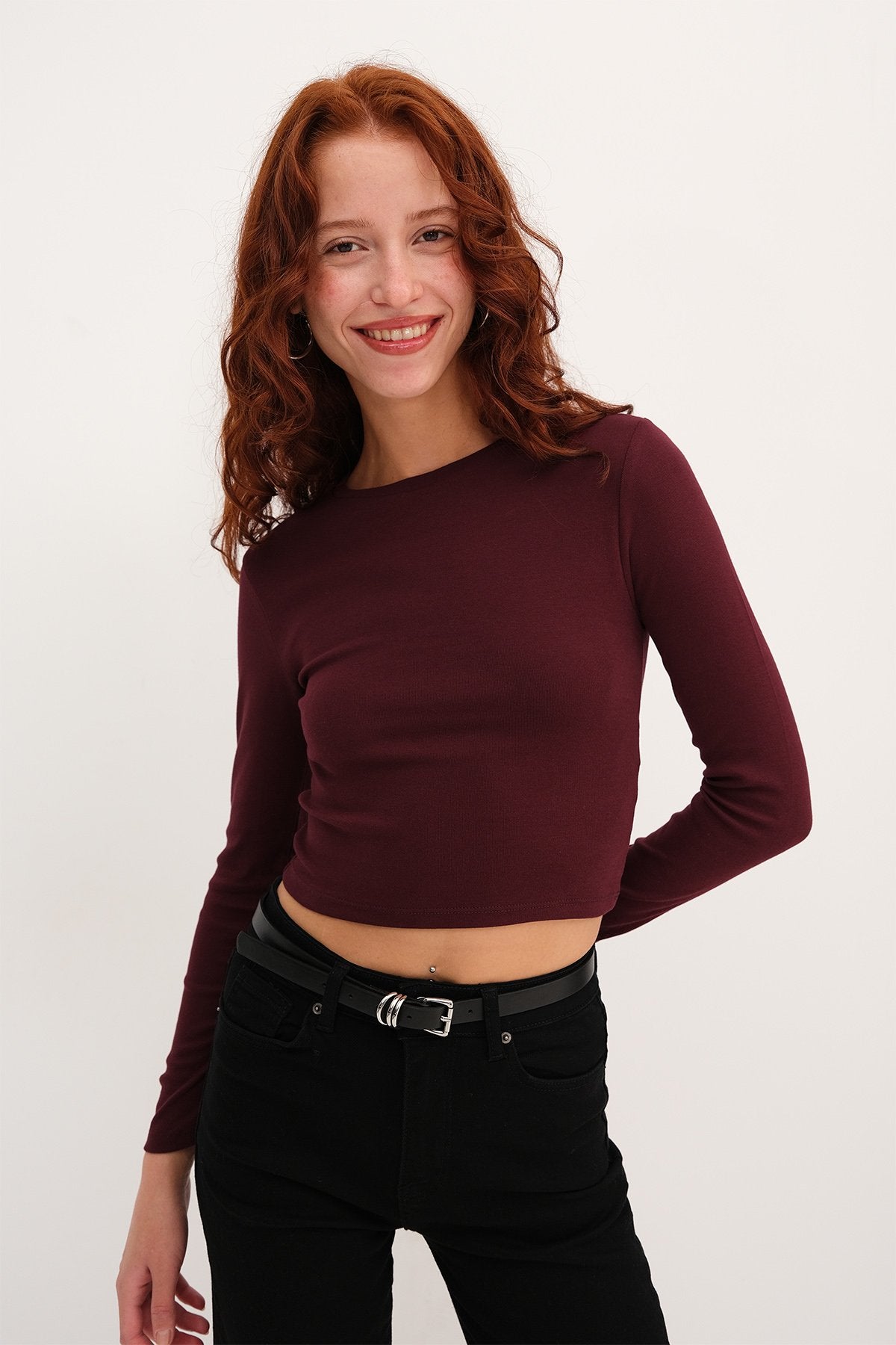 Dark-Maroon_Round-Neck-Basic-Crop-Blouse-addax