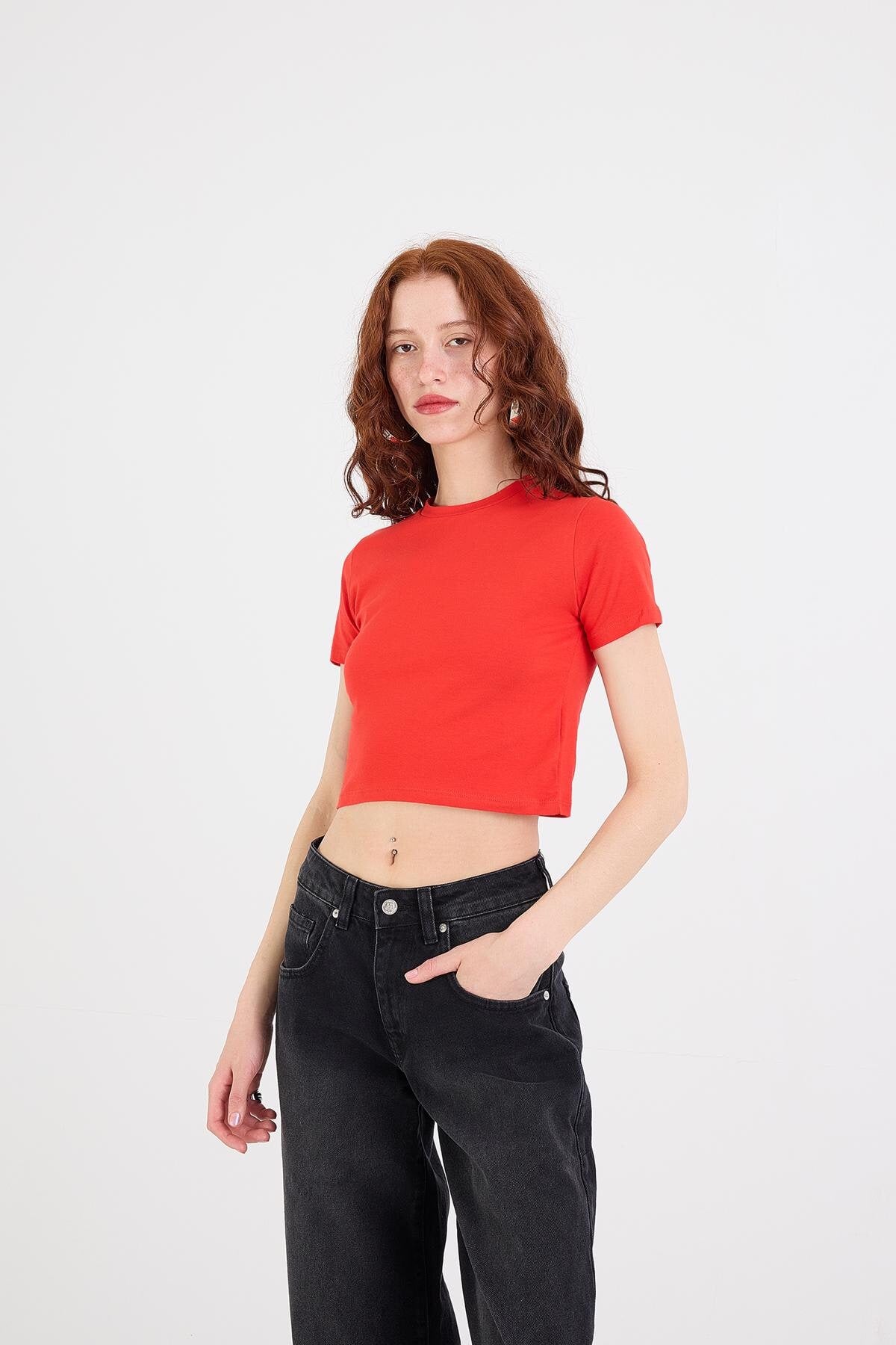 Red_Round-Neck-Basic-Crop-T-Shirt-addax