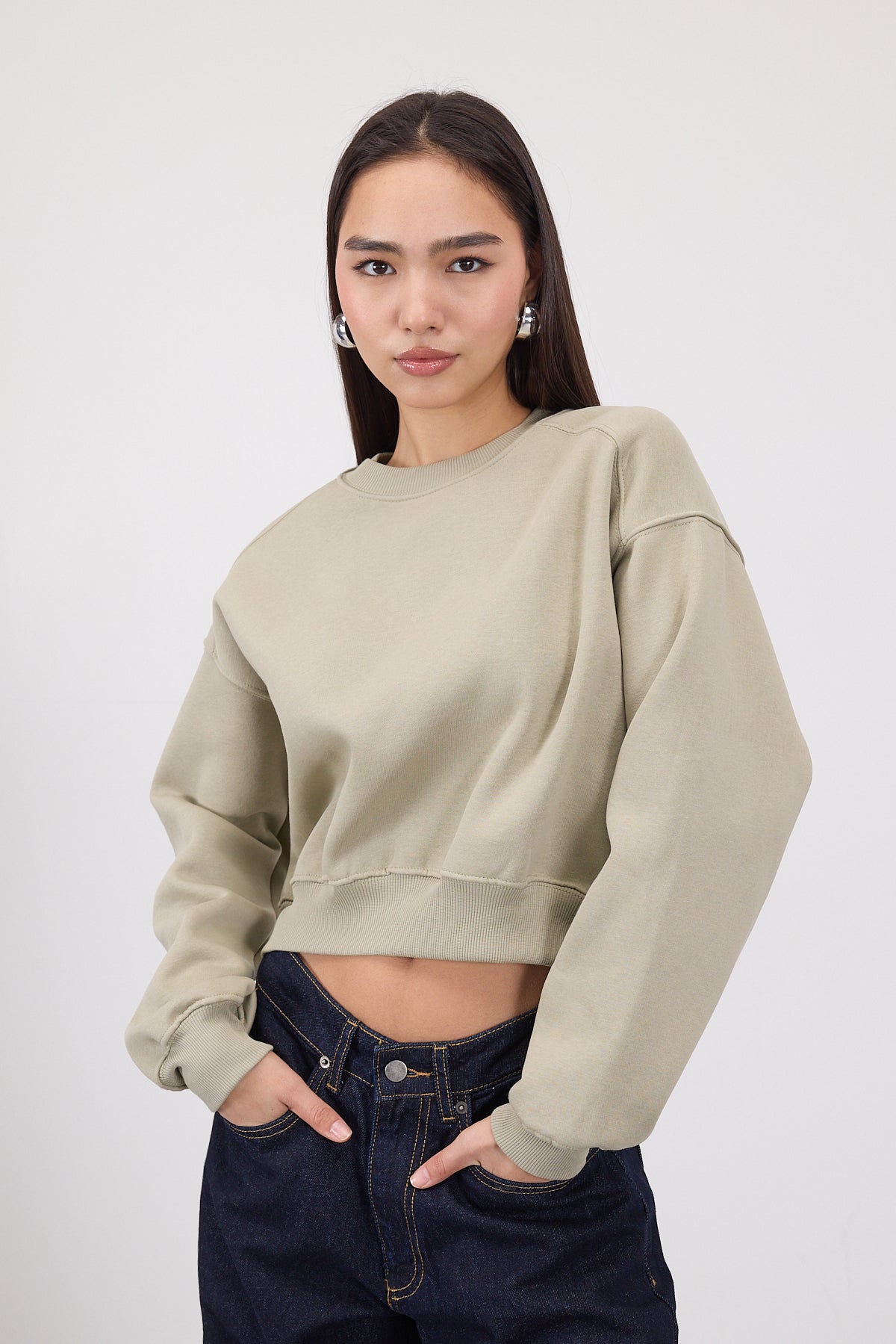 Khaki_Brushed-Crew-Neck-Basic-Sweatshirt-addax