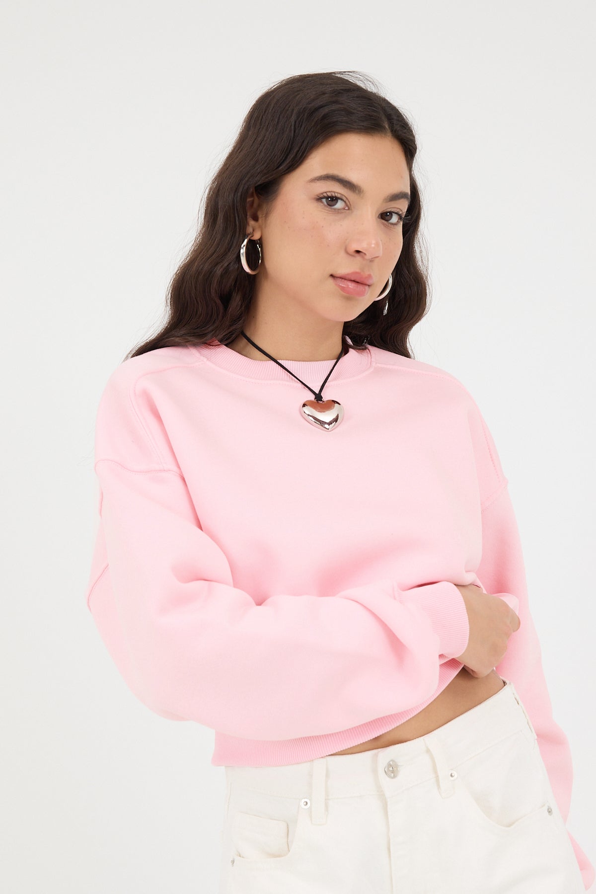 Pink_Brushed-Crew-Neck-Basic-Sweatshirt-addax