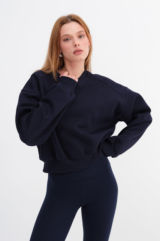 Brushed Crew Neck Basic Sweatshirt