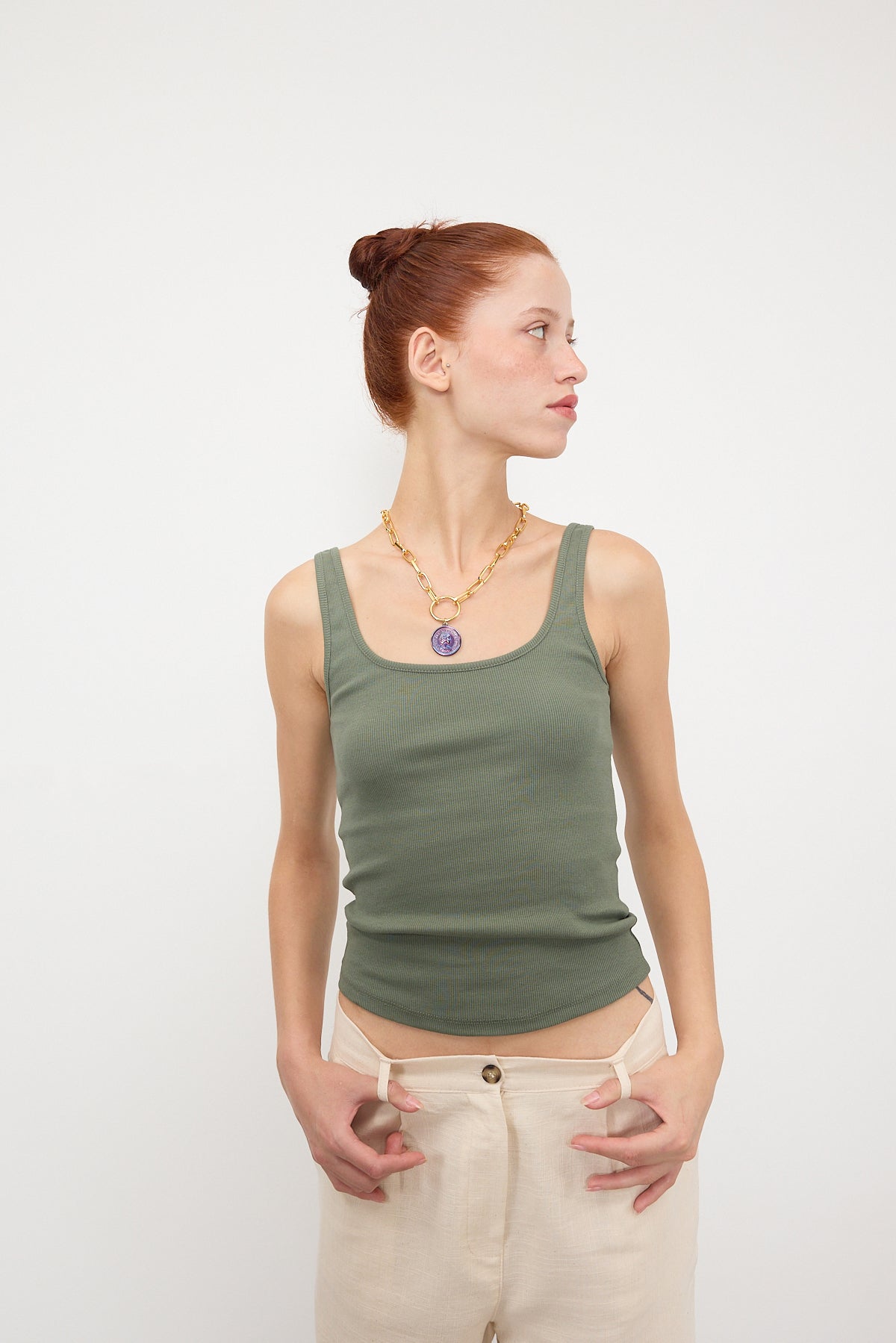 Oil-Green_U-Neck-Basic-Top-addax