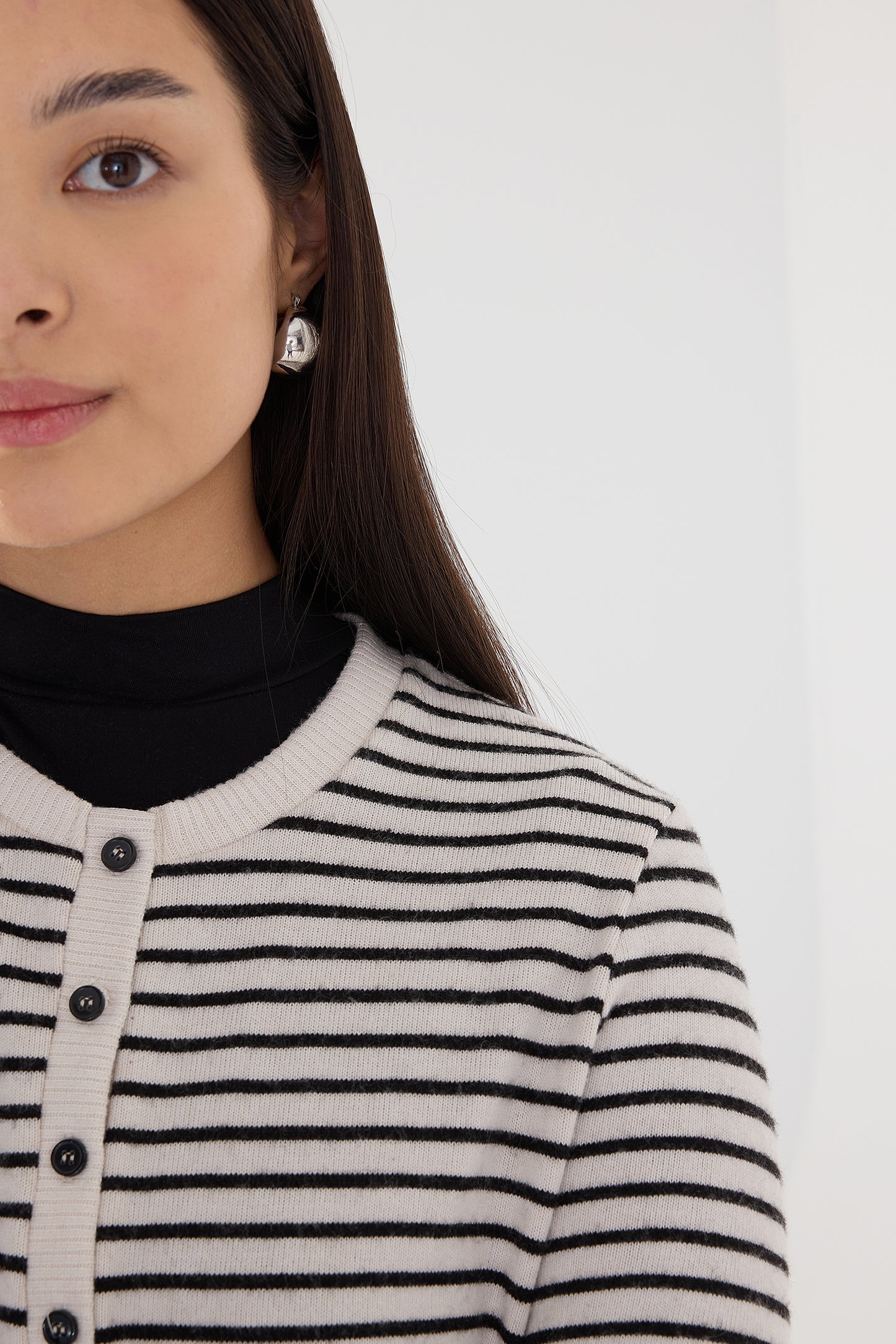 Beige---Black_Cardigan-With-Striped-addax