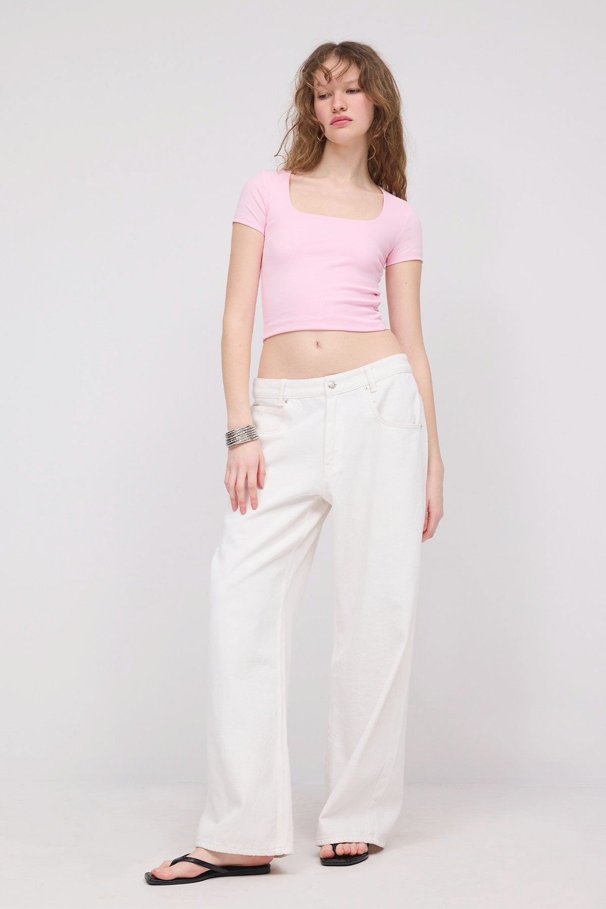Pink_Square-Neck-Basic-Blouse-With-Short-Sleeve-addax