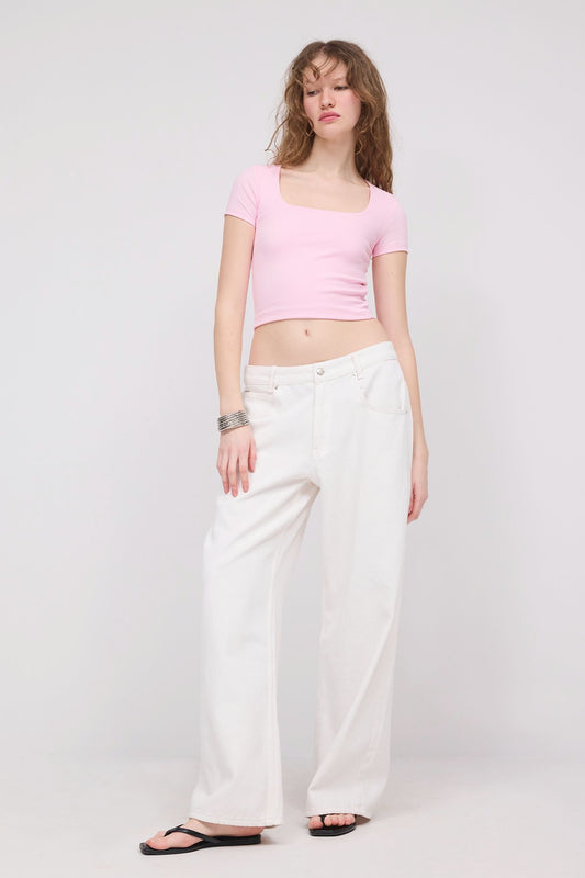 Pink_Square-Neck-Basic-Blouse-With-Short-Sleeve-addax