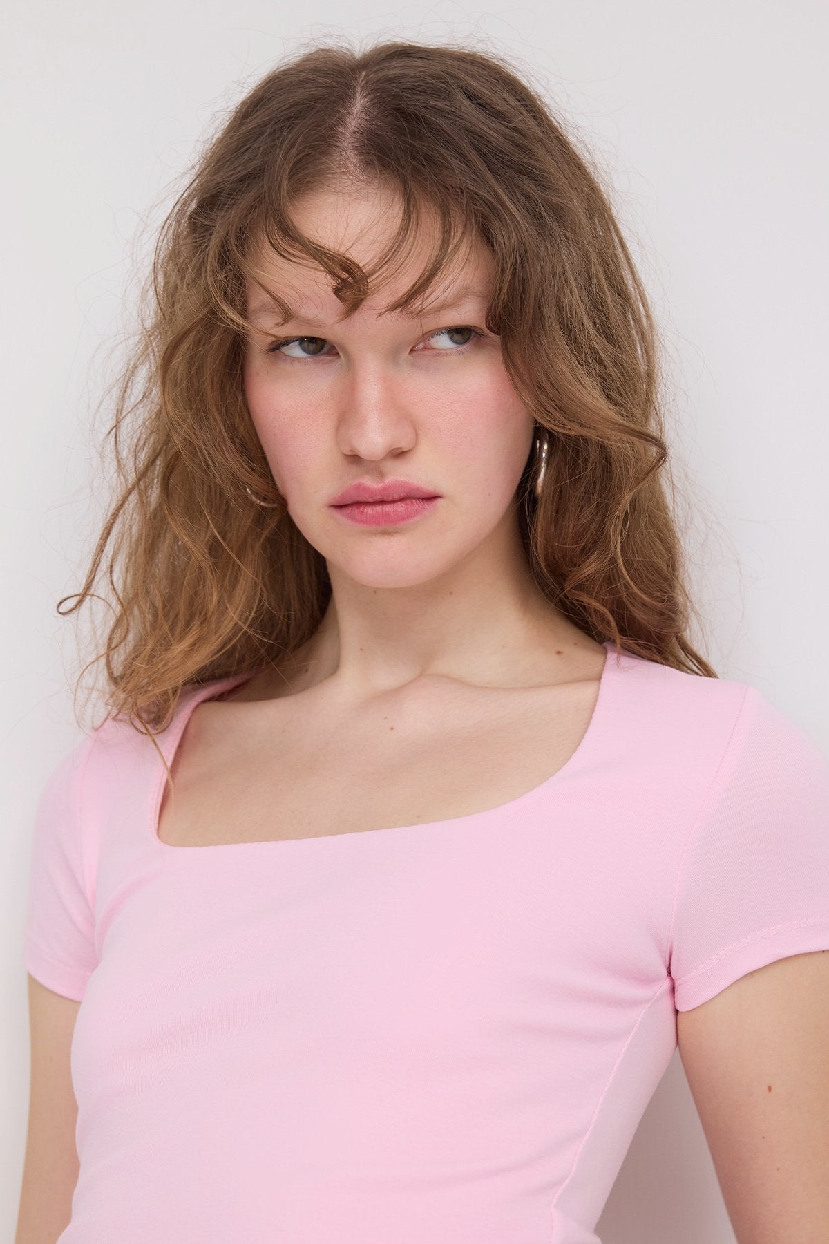 Pink_Square-Neck-Basic-Blouse-With-Short-Sleeve-addax