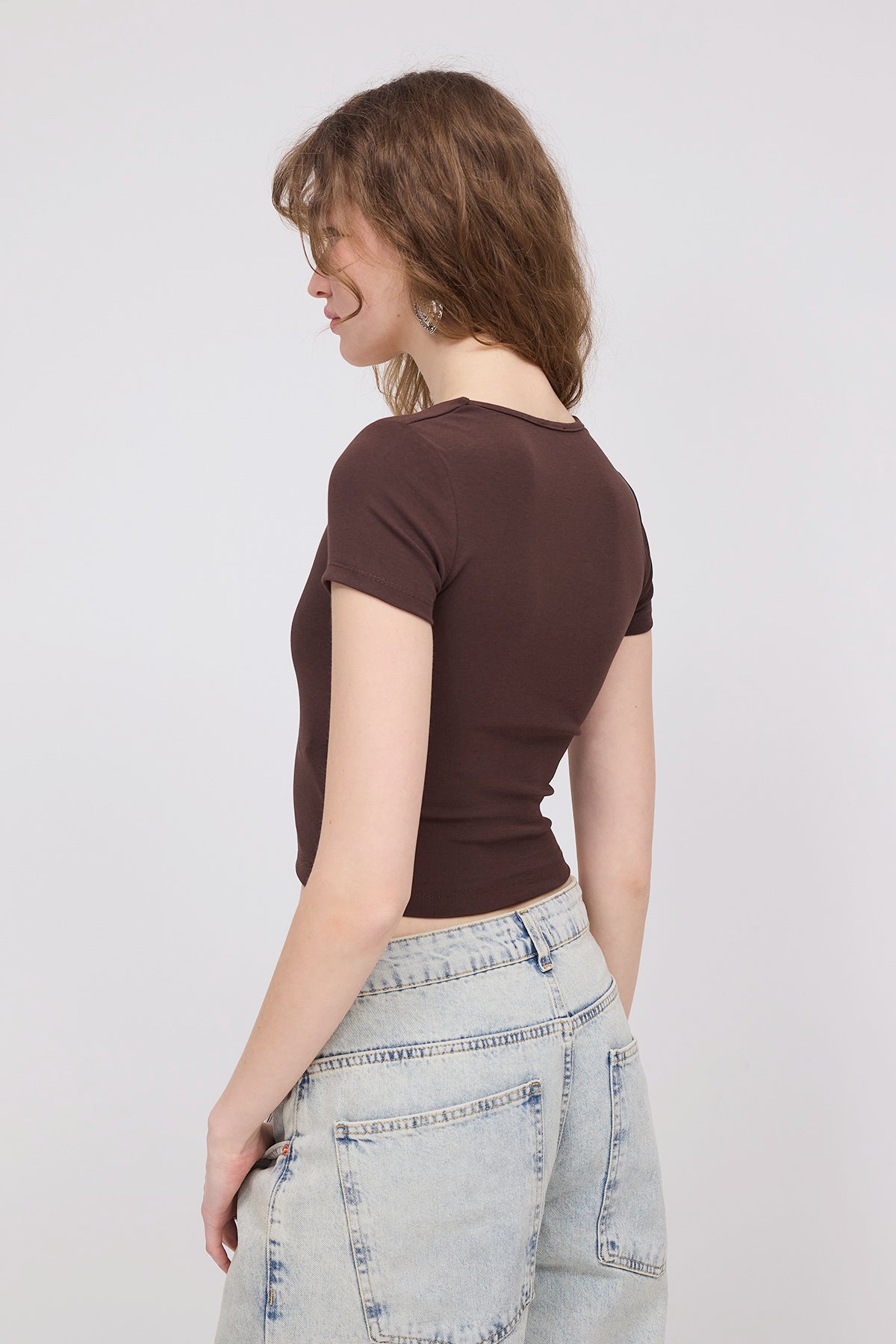 Brown_Square-Neck-Basic-Blouse-With-Short-Sleeve-addax