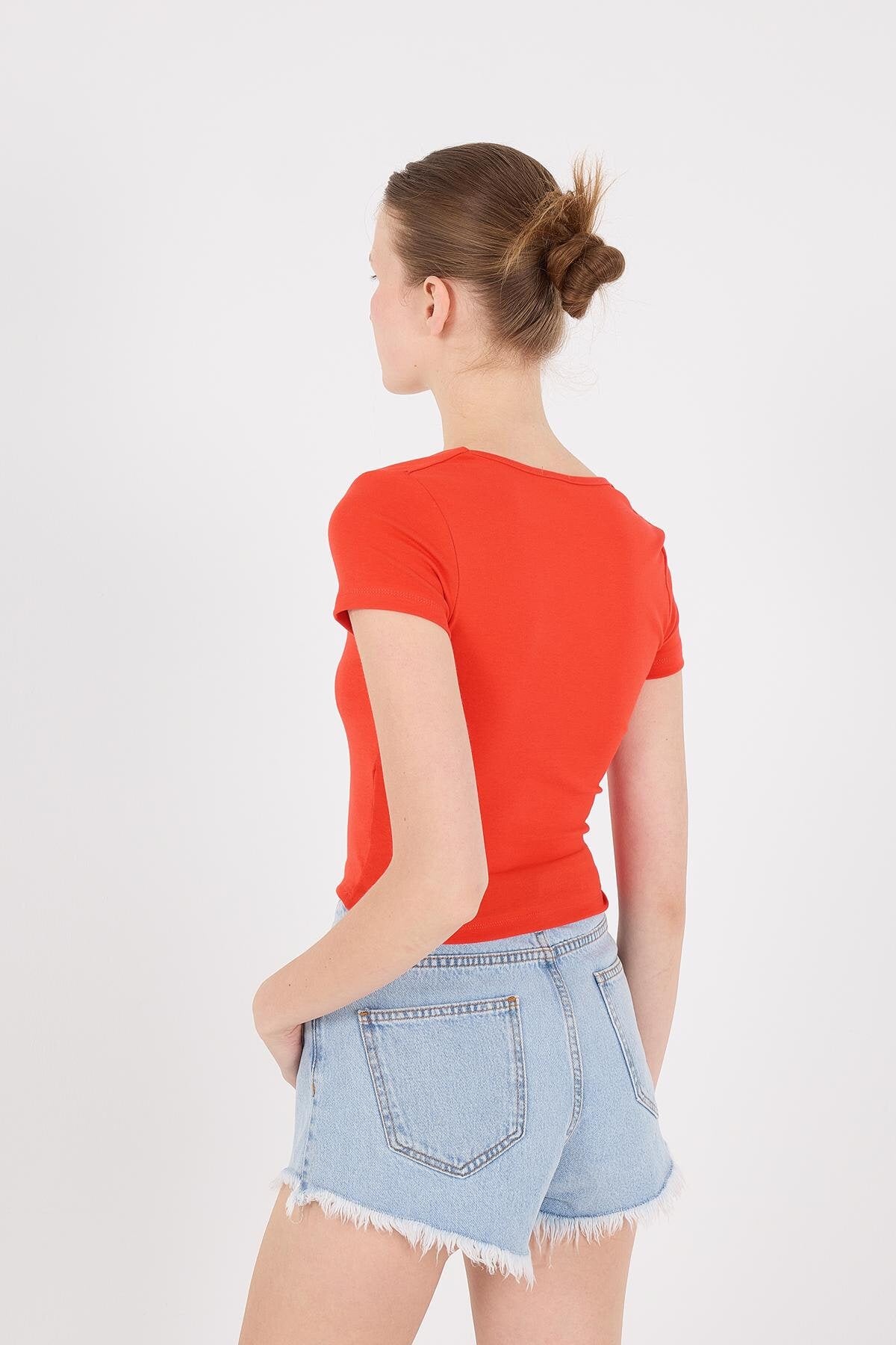 Red_Square-Neck-Basic-Blouse-With-Short-Sleeve-addax