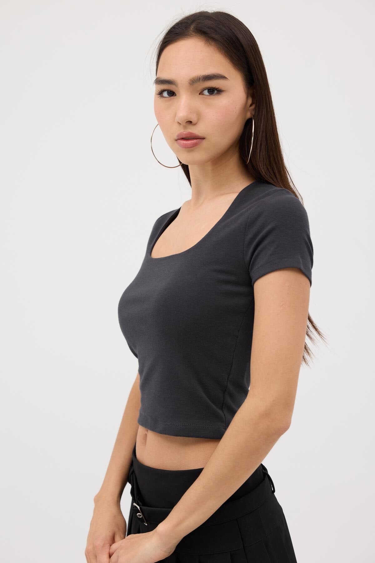 Charcoal_Square-Neck-Basic-Blouse-With-Short-Sleeve-addax