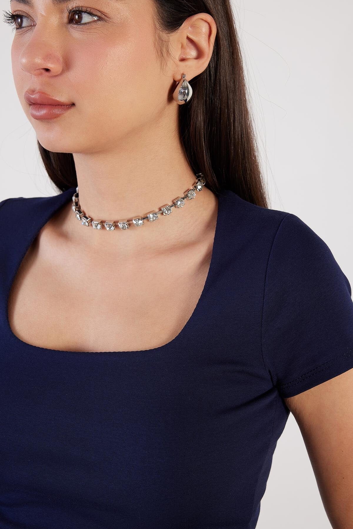 Night-Blue_Square-Neck-Basic-Blouse-With-Short-Sleeve-addax