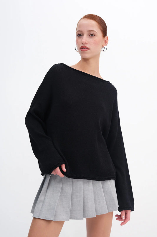 Black_Boat-Neck-Knitwear-Sweater-addax
