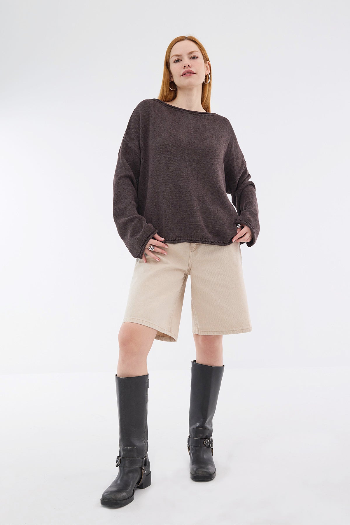 Brown_Boat-Neck-Knitwear-Sweater-addax