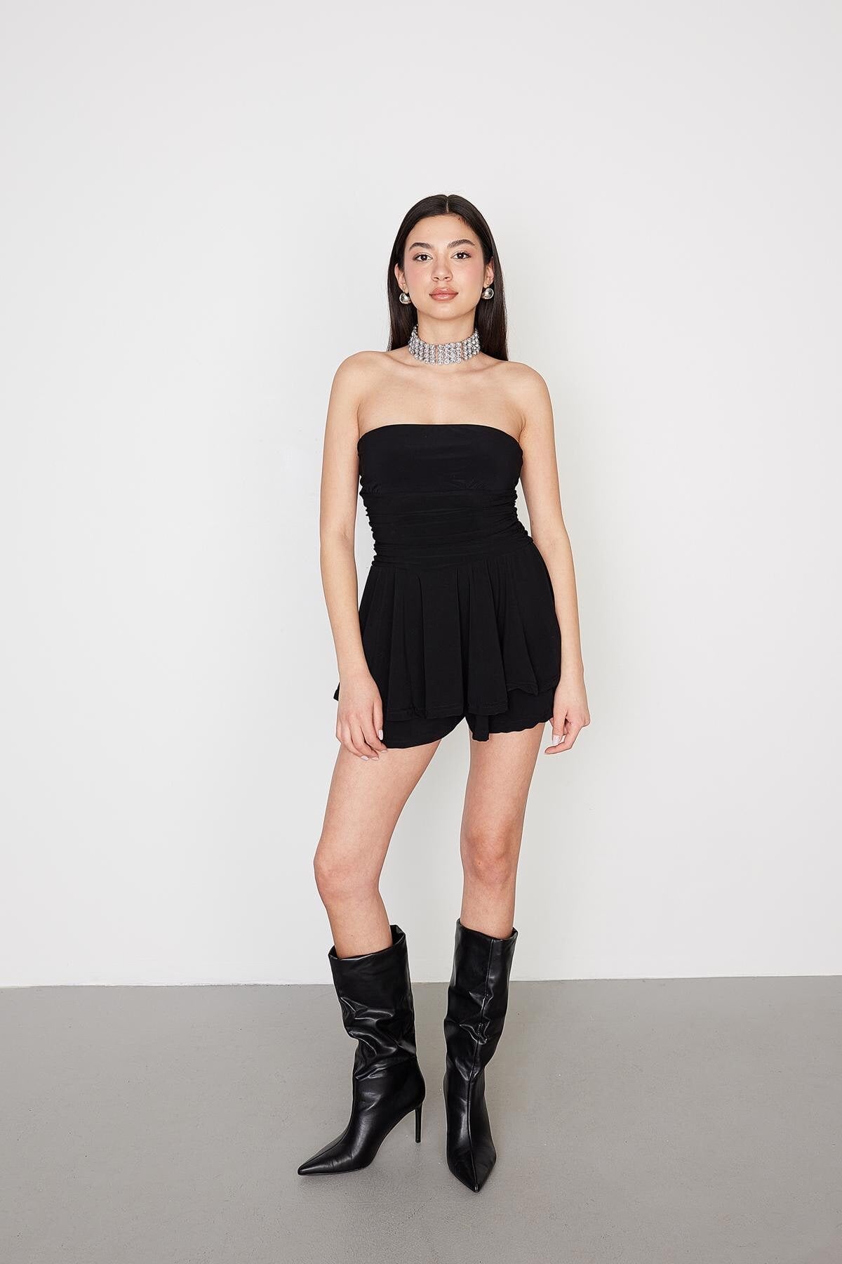 Black_Straplez-Büzgülü-Mini-Elbise-E3556-K4-addax