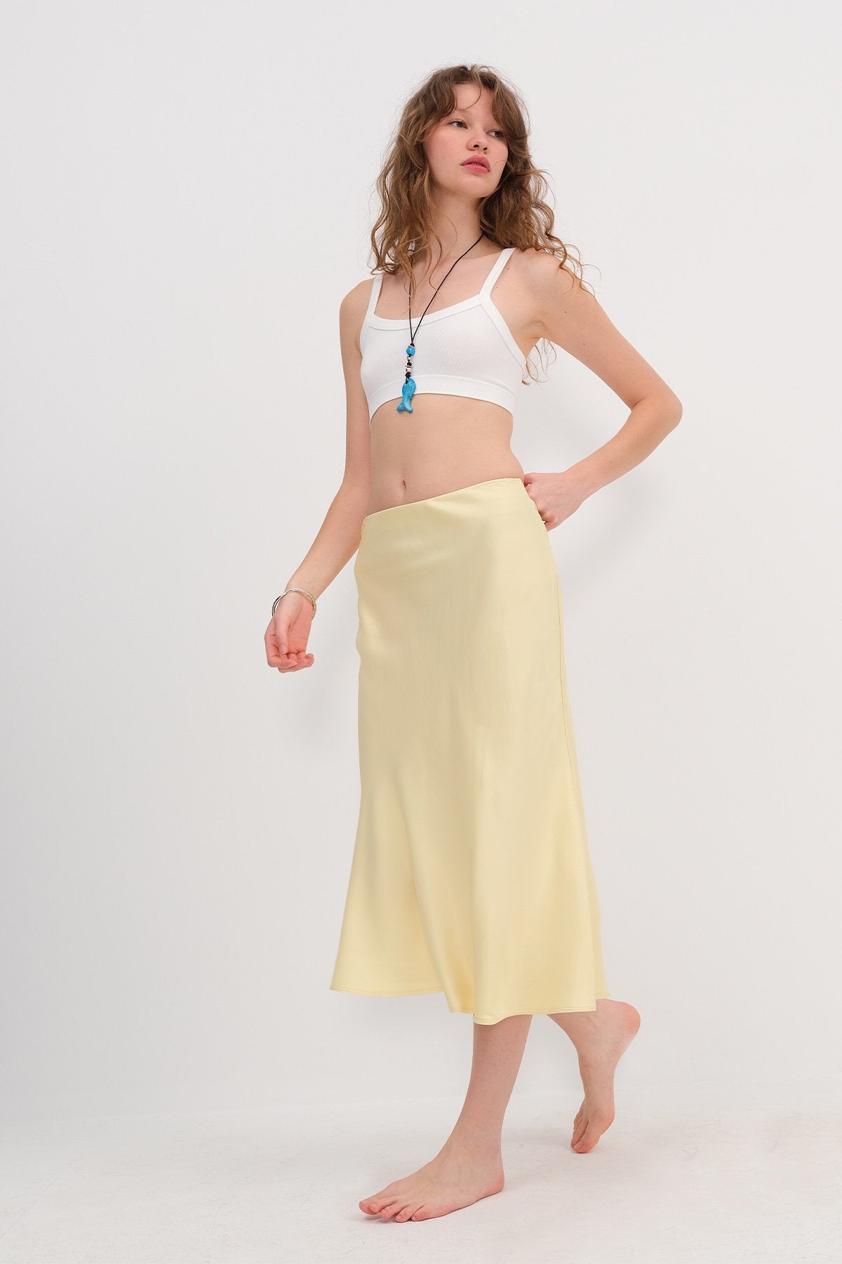 Light-Yellow_Satin-Midi-Skirt-addax