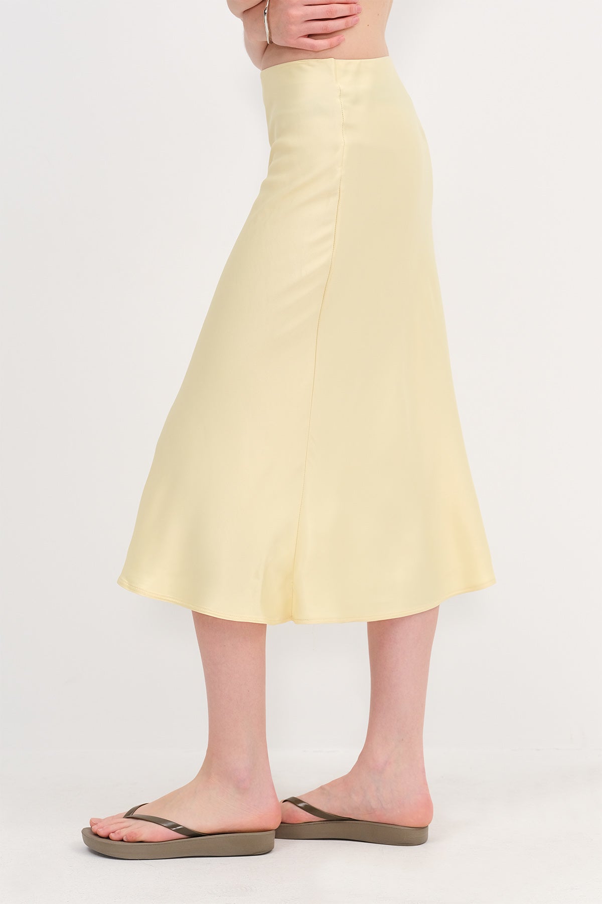 Light-Yellow_Satin-Midi-Skirt-addax