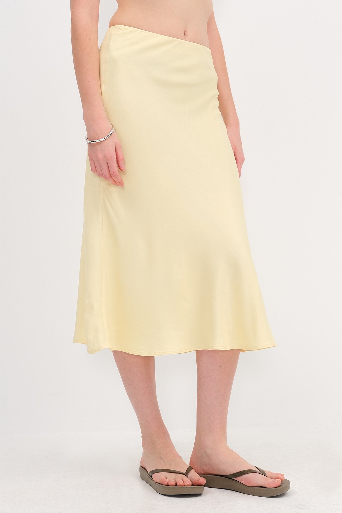 Light-Yellow_Satin-Midi-Skirt-addax