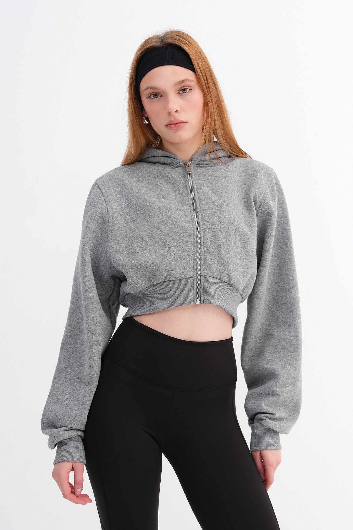 Raised Hooded Crop Sweatshirt