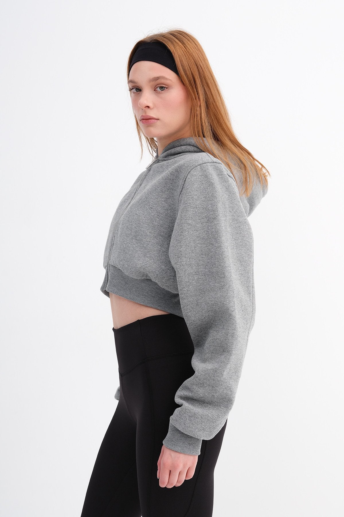 Grey-Melange_Raised-Hooded-Crop-Sweatshirt-addax