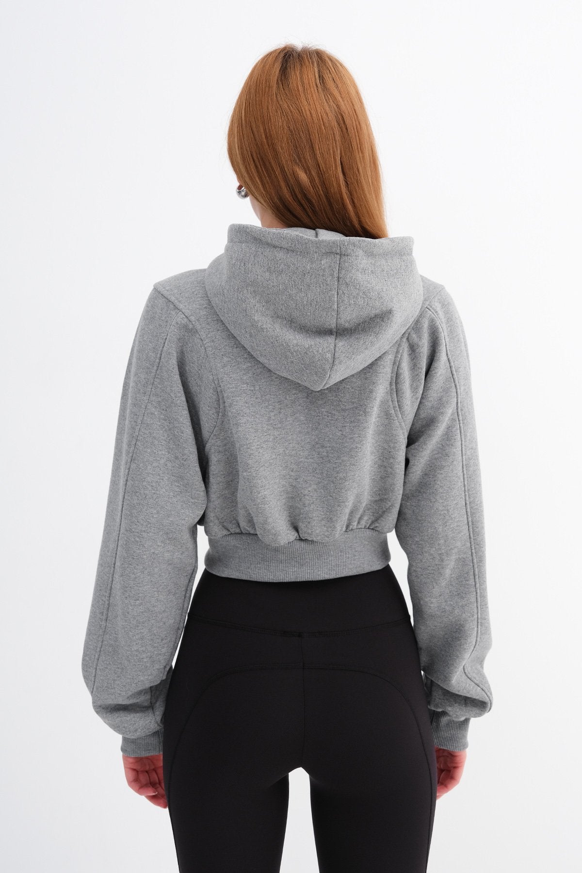 Grey-Melange_Raised-Hooded-Crop-Sweatshirt-addax