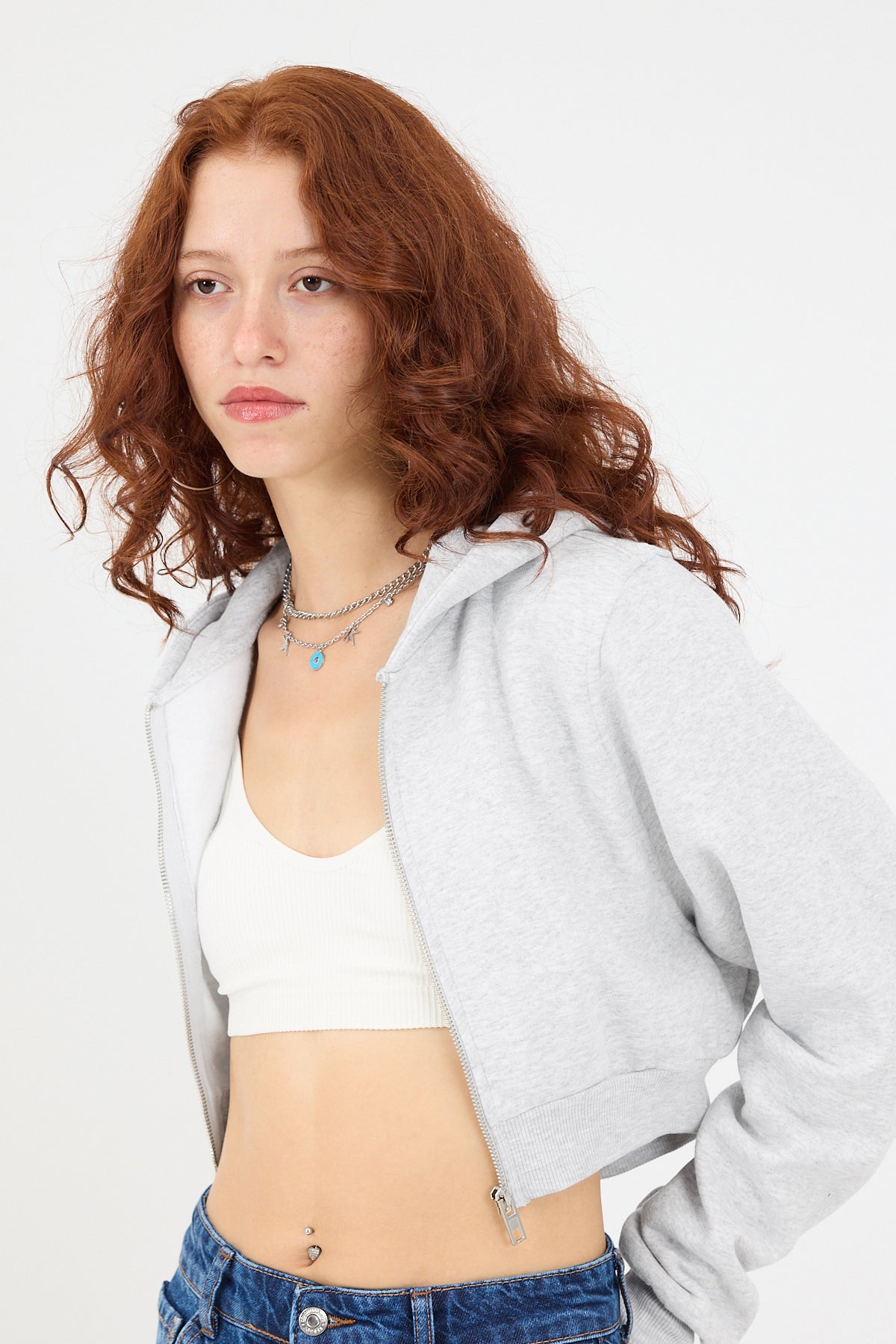 Snow-Melange_Raised-Hooded-Crop-Sweatshirt-addax