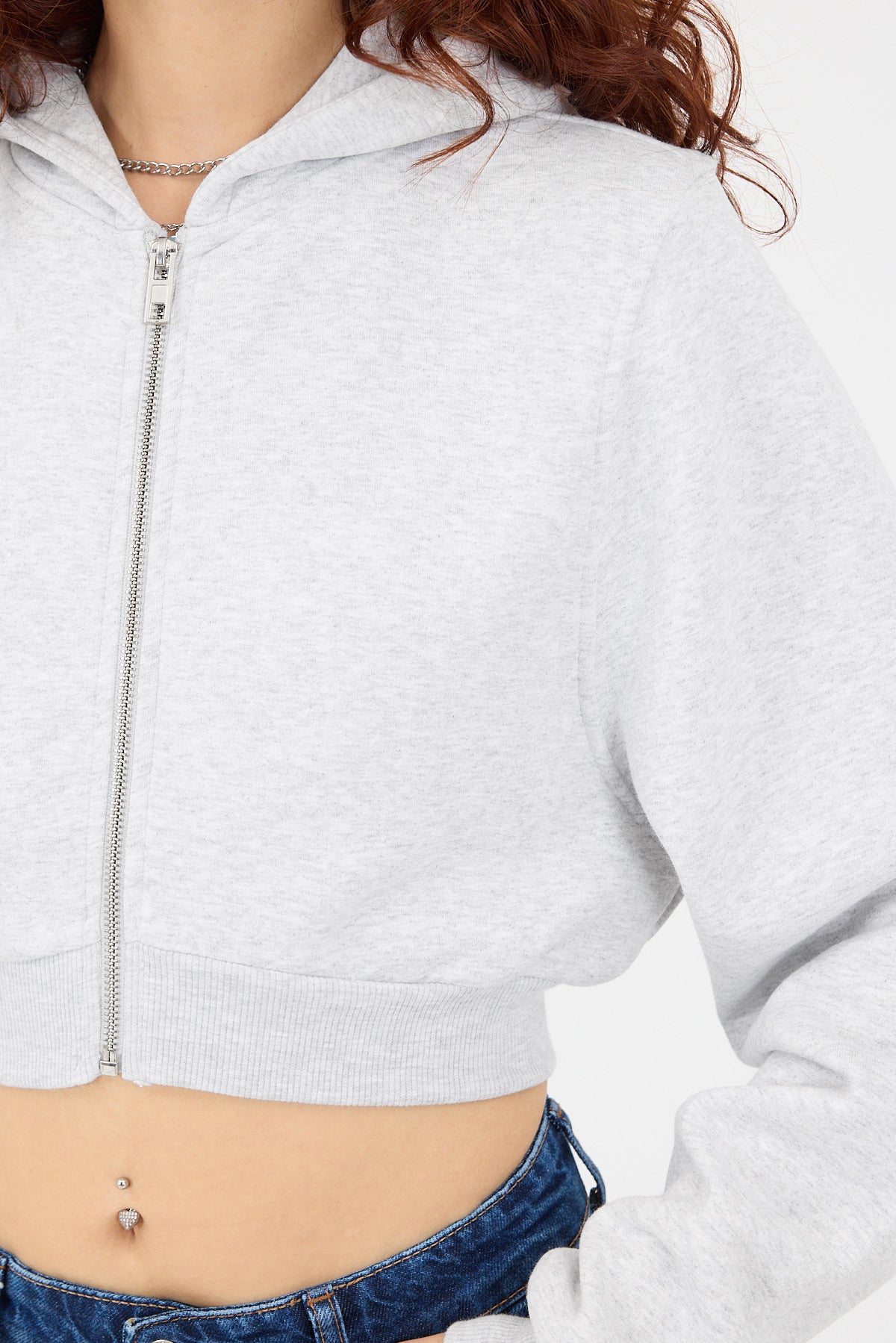 Snow-Melange_Raised-Hooded-Crop-Sweatshirt-addax